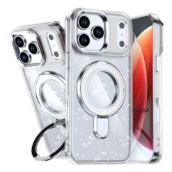 Coque Pailletes Magsafe Avec Support iPhone 16E/17E Argent